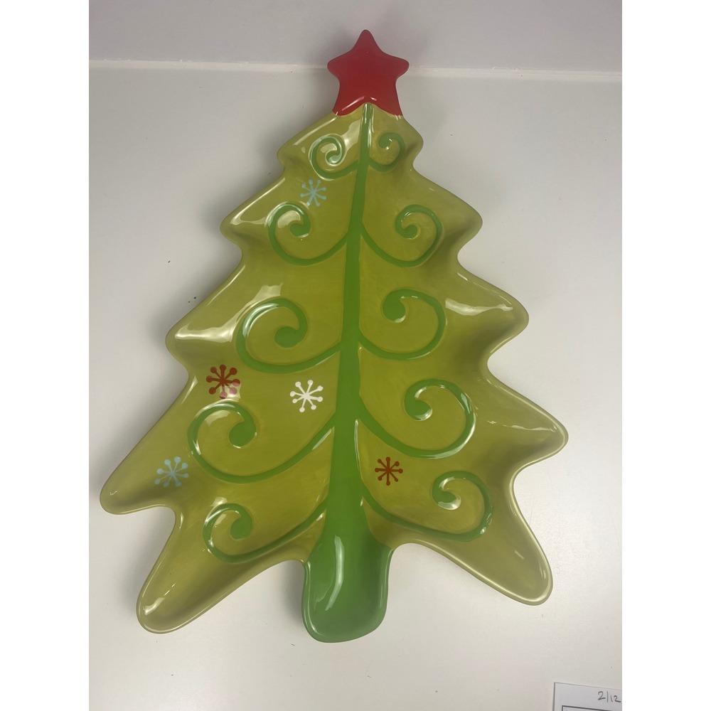 Target Holiday 09 Green Ceramic Christmas‎ Tree Serving Platter Tray